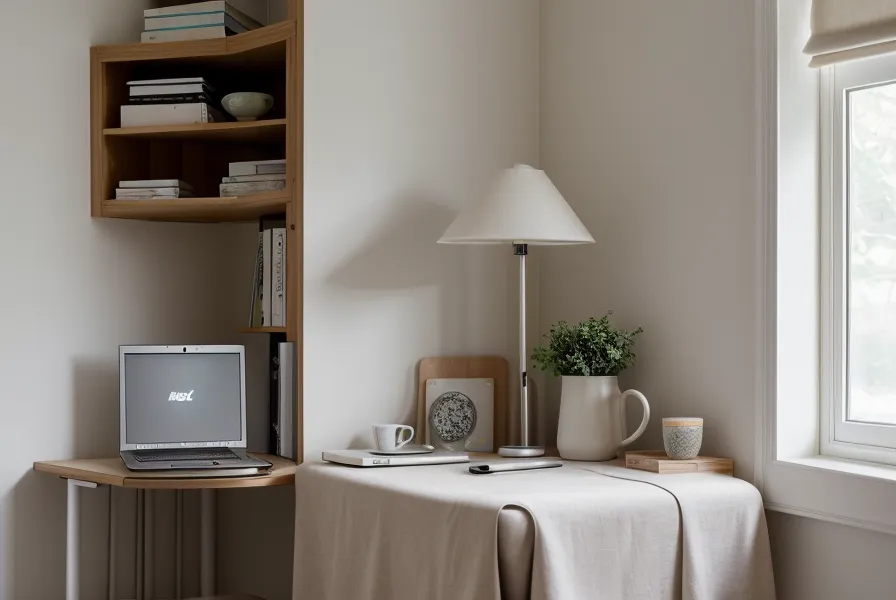 Transition entre l'espace de travail freelance et le lit pour favoriser le lâcher-prise et la gestion du stress.