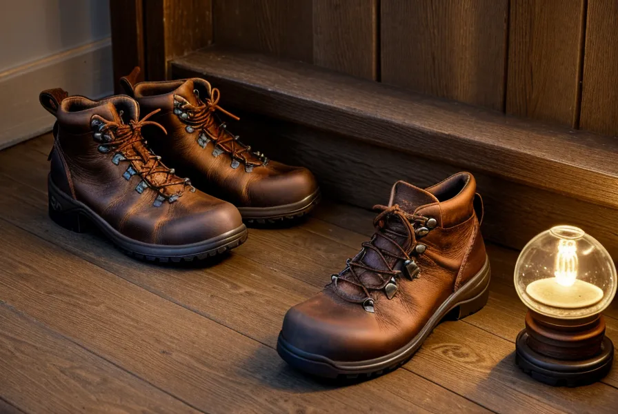 Chaussures de marche posées près d'une fenêtre à Namur, juste après une sortie de sylvothérapie pour relâcher le stress avant la détente du soir.