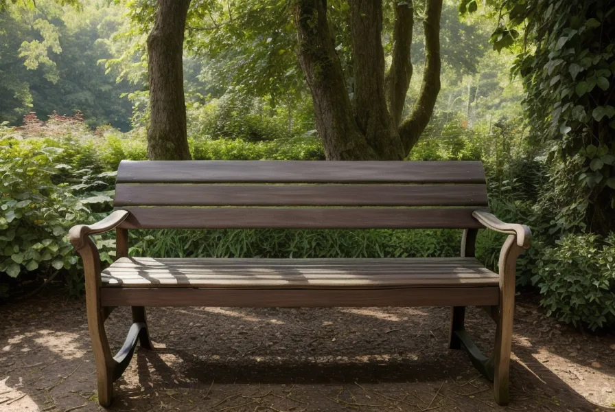 Banc de jardin à l'ombre avec des gants de jardinage, pause de freelance loin de l'anxiété de performance