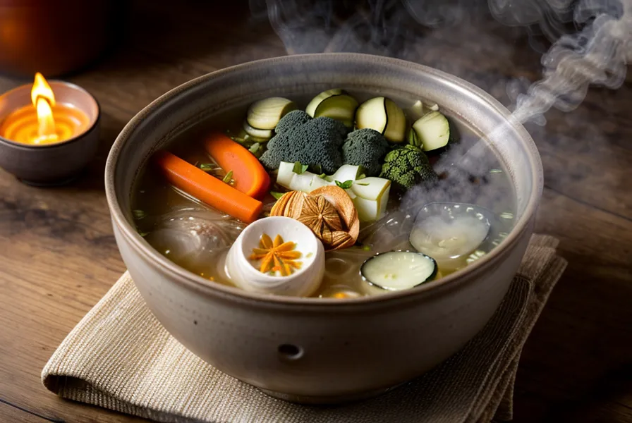 Bol de bouillon léger le soir, repas simple pour favoriser la digestion et la libido
