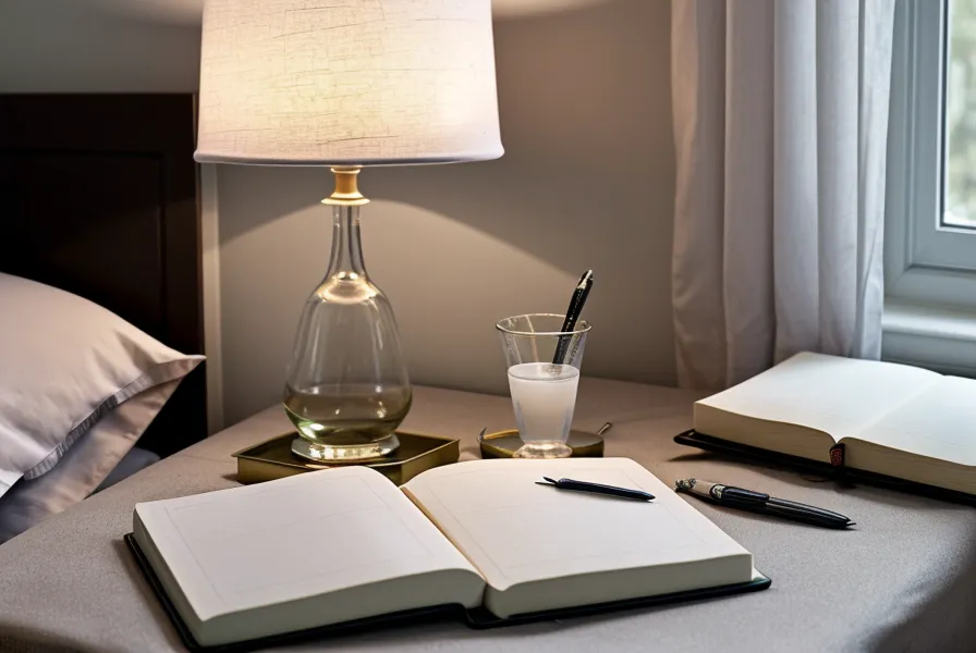 Carnet de notes sur la table de chevet, journal du lâcher-prise sexuel et de l'alimentation du soir